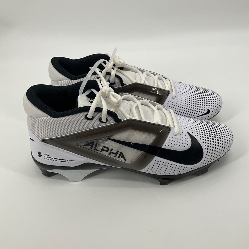 Nike Alpha Menace 4 Pro Football Cleats White Black Size 15.5 Wide Brand New